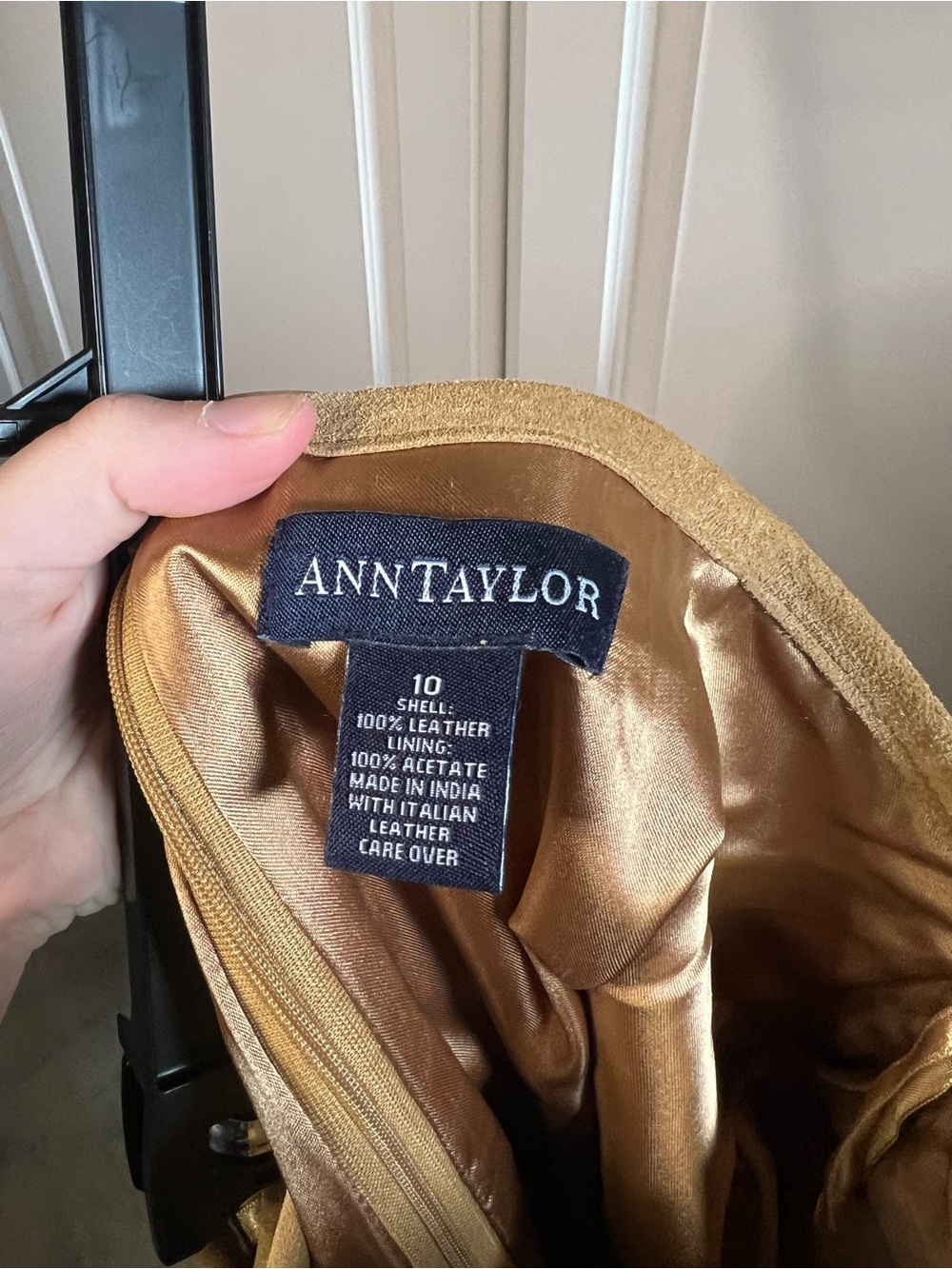 Vintage Ann Taylor Italian Suede Leather A-Line Skirt - Picture 13 of 13